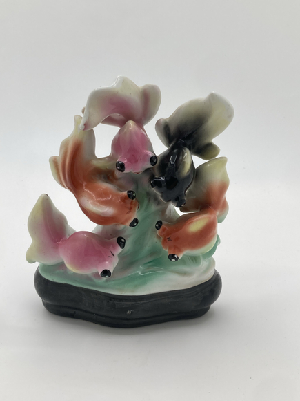 Vintage Ceramic Goldfish Figurine Pastel Koi Fish Pond Sculpture - Picture 1 of 6